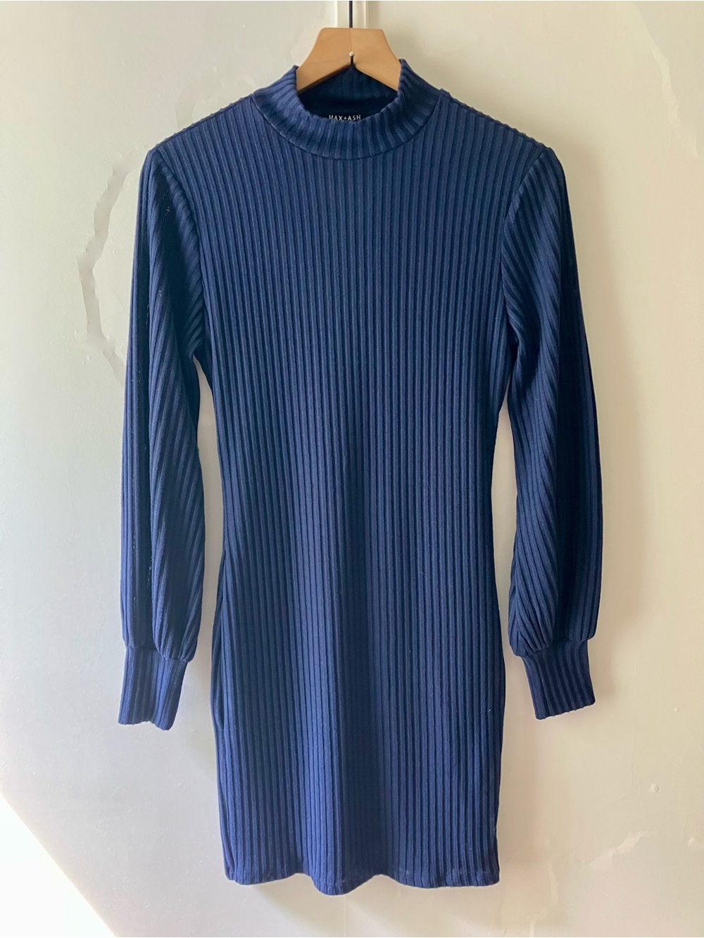 MAX + ASH Long Sleeve Ribbed Bodycon Dress